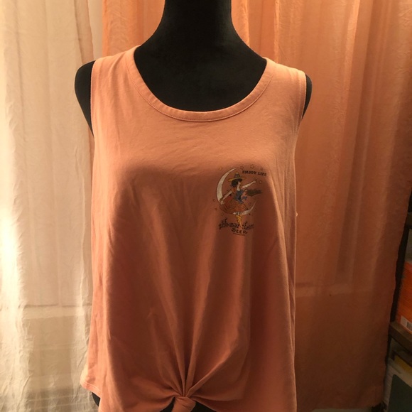 Tops - Beer Miller High Life knot tank top